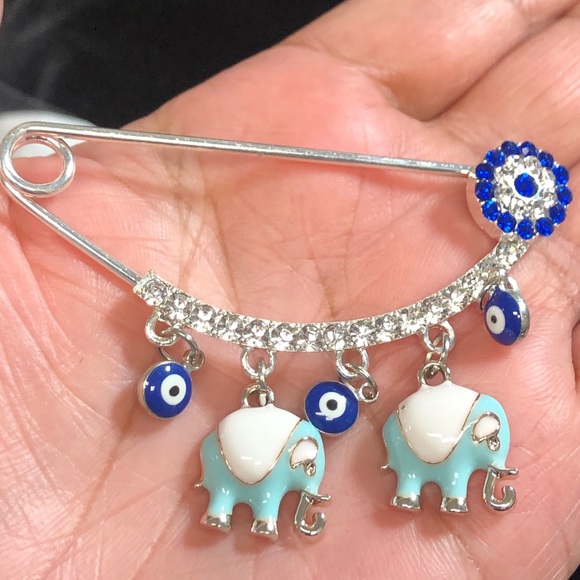 Evil Eye Gold Plated Handmade Safety pins for baby stroller.$25 each - Picture 7 of 12
